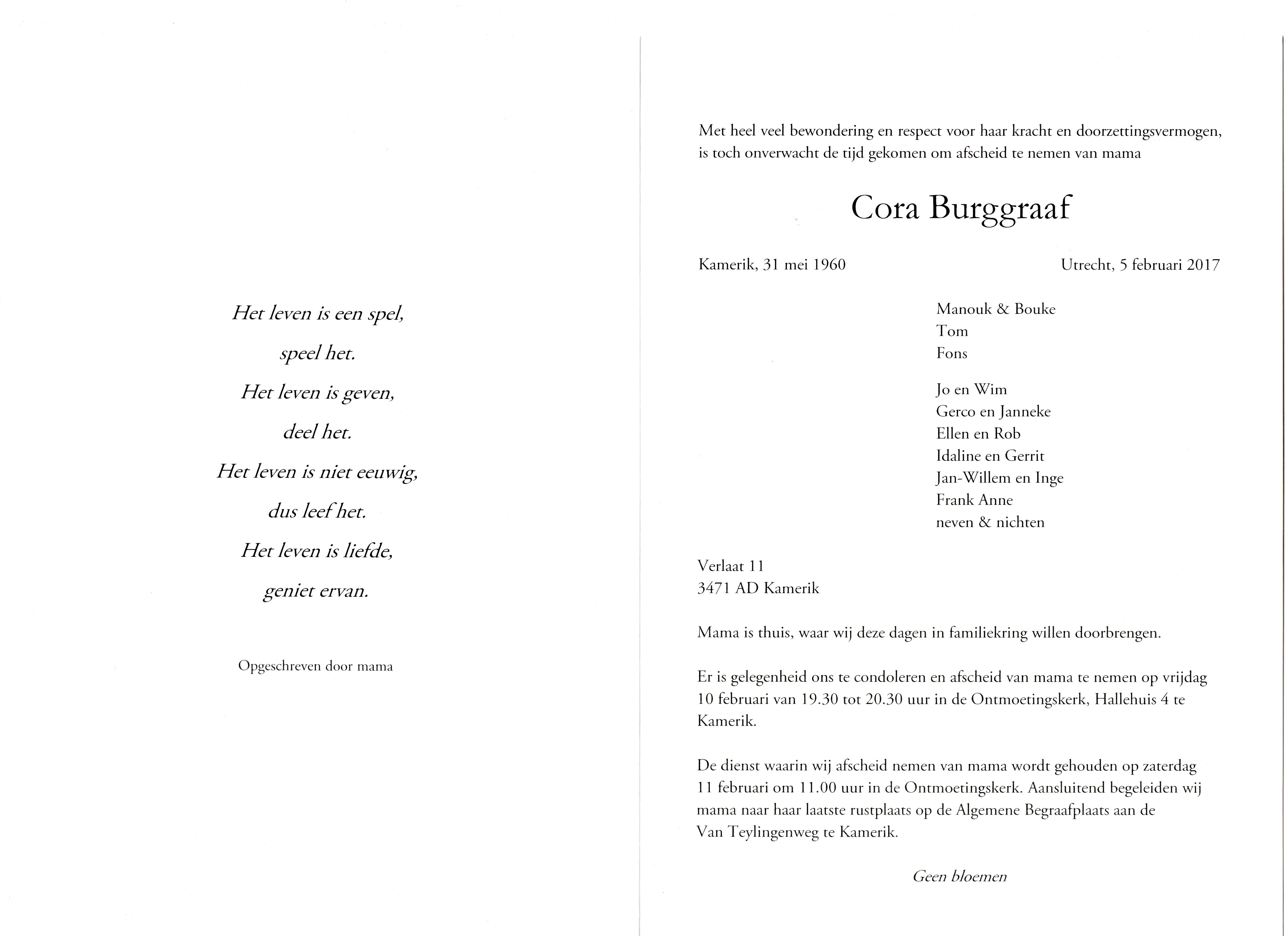 rouwkaart Cora Burggraaf inside2